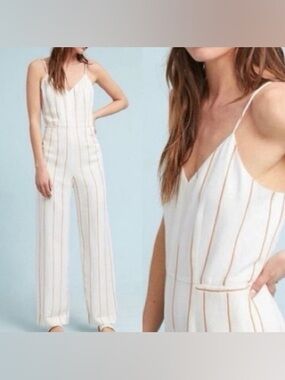 The Essential Jumpsuit by Anthropologie in White and Orange